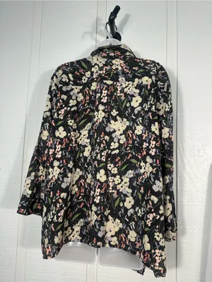 Ralph Lauren Black Floral Button Down Top Size 3X EUC thumbnail 6