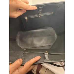 Michael Kors Saffiano Leather Tote Black Shoulder Bag Purse Charm thumbnail 6