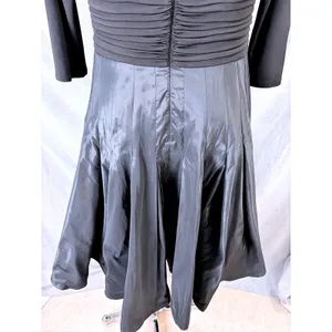 Vintage Tadashi Black Deep V Surplice‎ Silk Skirt Midi Dress 12 Y2K Formal thumbnail 8