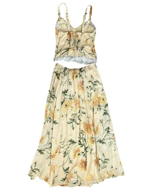 Reformation Women’s Lisette Top Gemma Maxi Skirt Honeyglow Floral Yellow Set 6 thumbnail 9