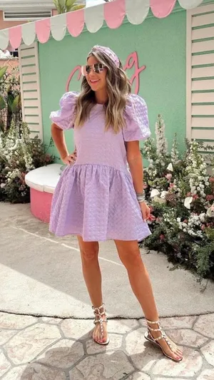 ✨ENGLISH FACTORY Back Tie Jacquard Lavender Sz Medium Dress✨ thumbnail 2