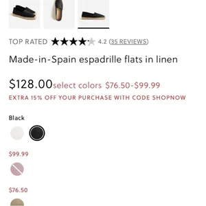 J. Crew | Made in Spain black flat espadrille 7.5 NEW thumbnail 4