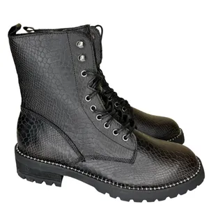 Very G Conquest Ankle Boots Black Snakeskin Block Heel‎ Lace Up Women’s Size 11 thumbnail 1