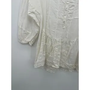 Vanessa Virginia Anthropologie White Lace Patchwork Boho Blouse XS Cottagecore thumbnail 3