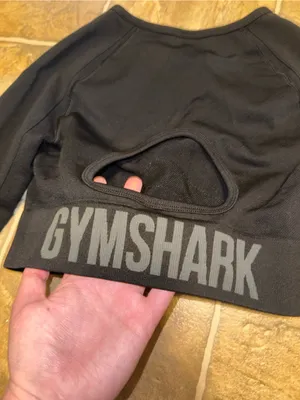 Gymshark Black Cropped Long-Sleeve Seamless Top with Logo thumbnail 3