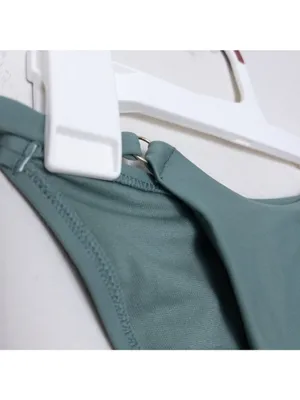 Shade & Shore NWT Ring Accent High Leg Extra Cheeky Bikini Bottom XS Green thumbnail 6