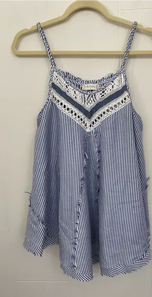 Altard State Flowy Striped Tank Top Size M Blue White Nautical Boho Summer thumbnail 1