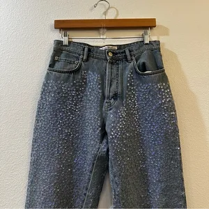 Acne Studios Mid‎ Rise Sequin Straight Leg Jeans Denim Pants Size 38 US 10 Blue thumbnail 4