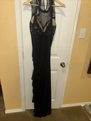 Betsy & Adam Black Lace evening dress 12 thumbnail 6