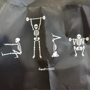Suzieb fitness Halloween drawstring bag Black with Skeleton Fitness Design thumbnail 3
