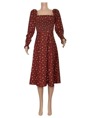 HOUSE OF CB Falabella Floral Midi Dress, Burgundy, XS thumbnail 4