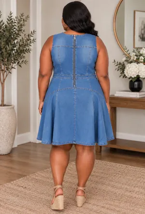Ashley Stewart Light Blue Denim Mini Dress thumbnail 2