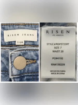 Risen Jeans Light Wash High Rise Straight Leg Front Seam Jeans Size 7/28 thumbnail 4