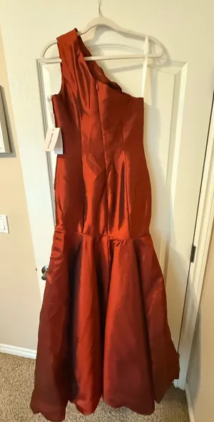 Isabella Fiore One Shoulder Rust Mermaid Gown thumbnail 1