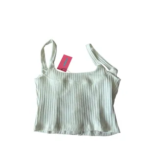 Edikted White Ribbed Corset Bustier Top‎ Hook and Eye Front Square Neck NWT M thumbnail 2