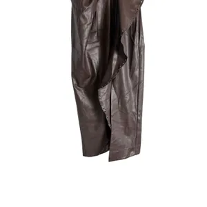 Simkhai Carkee Brown Faux Leather Faux Wrap Draped Strapless Midi Dress Small thumbnail 4