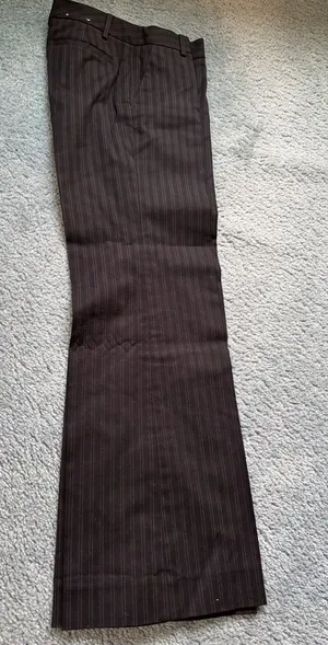 GAP Women's Wide Leg Pinstripe Pants - Black with Subtle Gray Stripes. Size 2R. thumbnail 1