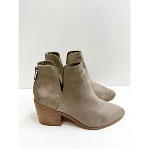 BP Boots Womens 10 Brynne Gray Block‎ Heel Cut Out Zip Western Booties thumbnail 2