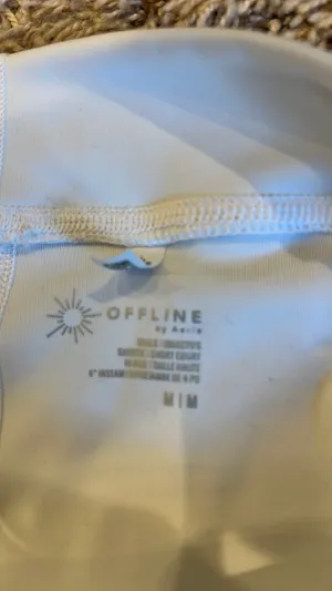 OFFLINE by Aerie high rise white biker shorts no front inseam, side pockets thumbnail 5