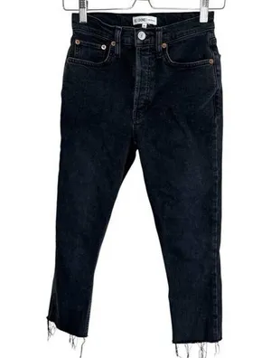 Re/Done Originals Black High Rise Ankle Crop Denim Jeans Size 25 thumbnail 1