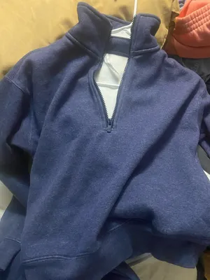 Fabletics Dark Navy Quarter-Zip Fleece sweatshirt/sweatpants set pant xs top xxs thumbnail 1