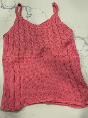 Tommy Bahama Pink Knit Cable Tank Top size small silk/cotton blend thumbnail 2