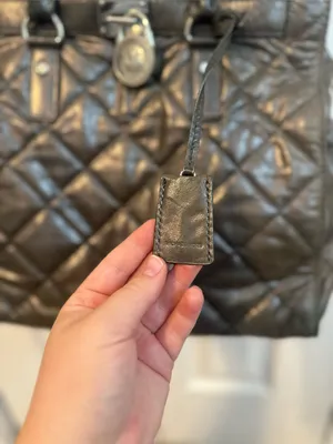 Michael Kors Quilted Leather Satchel in Dark Gray thumbnail 2