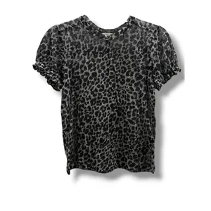 Pilcro Anthropologie Bennie Slim Cotton‎ Slub Burnout Leopard Print Tee Puff XS thumbnail 2