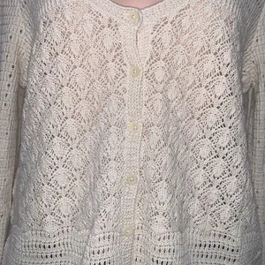 Lucky Brand crochet cardigan woman size XL button up v neck tan cream color thumbnail 5