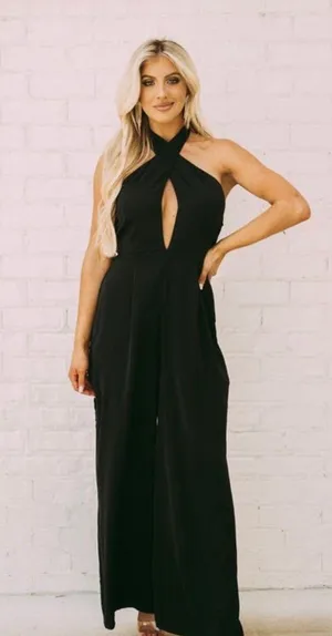 These Three Boutique Wide Leg Halter Neck Jumpsuit thumbnail 1
