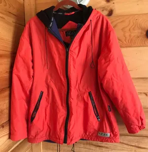 BRIGHT ORANGE IZZI FLEECE LINED OVERSIZED WINDBREAKER BOMBER PUFFER JACKET thumbnail 1