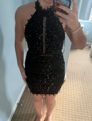 Bardot black sequenced dress thumbnail 1