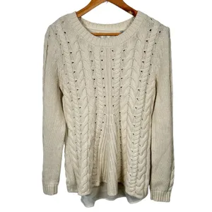 Cabi Womens Sweater‎ Small Cable Knit Corset Tie Back Style 3157 Ivory Cream thumbnail 3