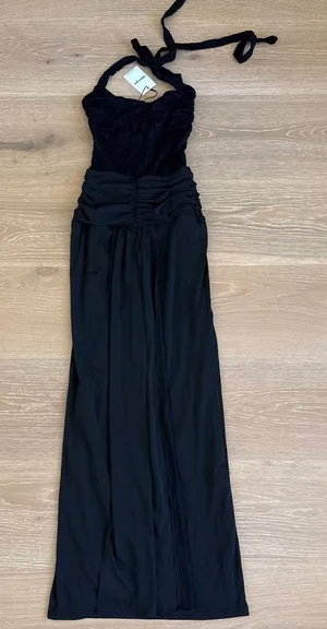 Showpo Maxi dress Halter neck Lace Melville Siuze US2 Black thumbnail 1