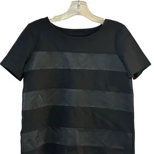 Madewell Women's‎ XS Black Satin Stripe Short Sleeve Tee Casual Top thumbnail 2