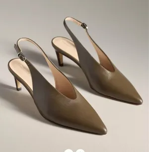 By Anthropologie Genuine Leather Pointed-Toe Slingback Pumps thumbnail 1
