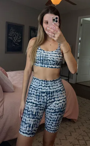 GapFit Blue Tie-Dye Workout Set – Size XS (Top + Biker Shorts) thumbnail 1