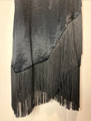 Zara NWT Fringe Flapper Style Slip Dress Spaghetti Straps in Black Size M thumbnail 5