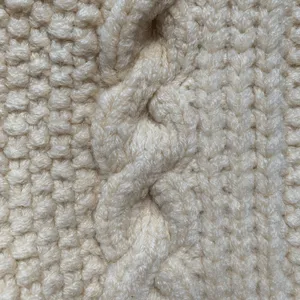 Vintage Hand Knit Oatmeal Cable Knit Fisherman Cardigan Sweater Cropped Cozy thumbnail 5