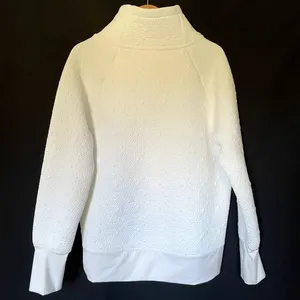 Athleta white quilted pattern cowl‎ neck sweater kangaroo pocket women's L thumbnail 8