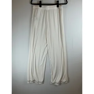 Comfrt Pajama Set Womens XL Cream White Black Piping Long Sleeve Wide Leg‎ Pants thumbnail 5