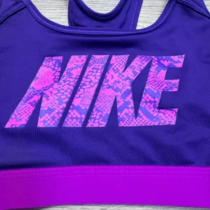 Nike Dri-FIT Womens Purple Snakeskin‎ Logo Racerback Sports Bra Size Small thumbnail 2