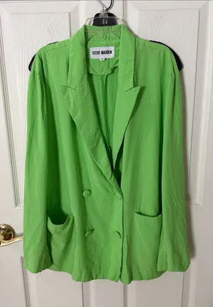 Steve Madden Neon Green Double-Breasted Blazer Jacket medium oversized fit thumbnail 1