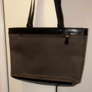 Elegant Black and Brown Women's Tote Bag for office plaid thumbnail 9
