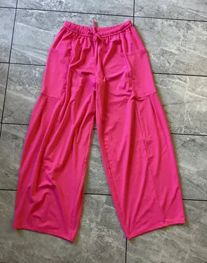 Halara Hot Pink Wide Leg Cargo Pants Drawstring Elastic Waist Womens Small thumbnail 1