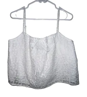 Heatherly‎ Tamar White Floral Embroidered Lace Cropped Cami Tank Top Women Large thumbnail 1