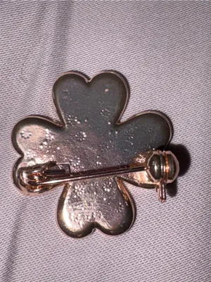 Crystal Pave Four-Leaf Clover Brooch in Gold Tone thumbnail 2