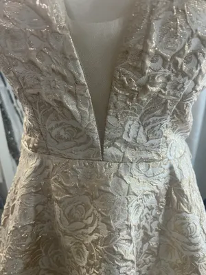 Coya Collection Cream & Gold Metallic Brocade Coquette Mini Dress thumbnail 4