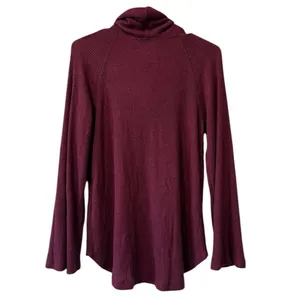 Anthropologie Maeve Burgundy Cowl Neck‎ Oversize Sweater Size XS Women Modern thumbnail 2
