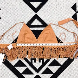 Sage The Label Giulia Boho Fringe Hem Crop Top in Rust Medium thumbnail 9